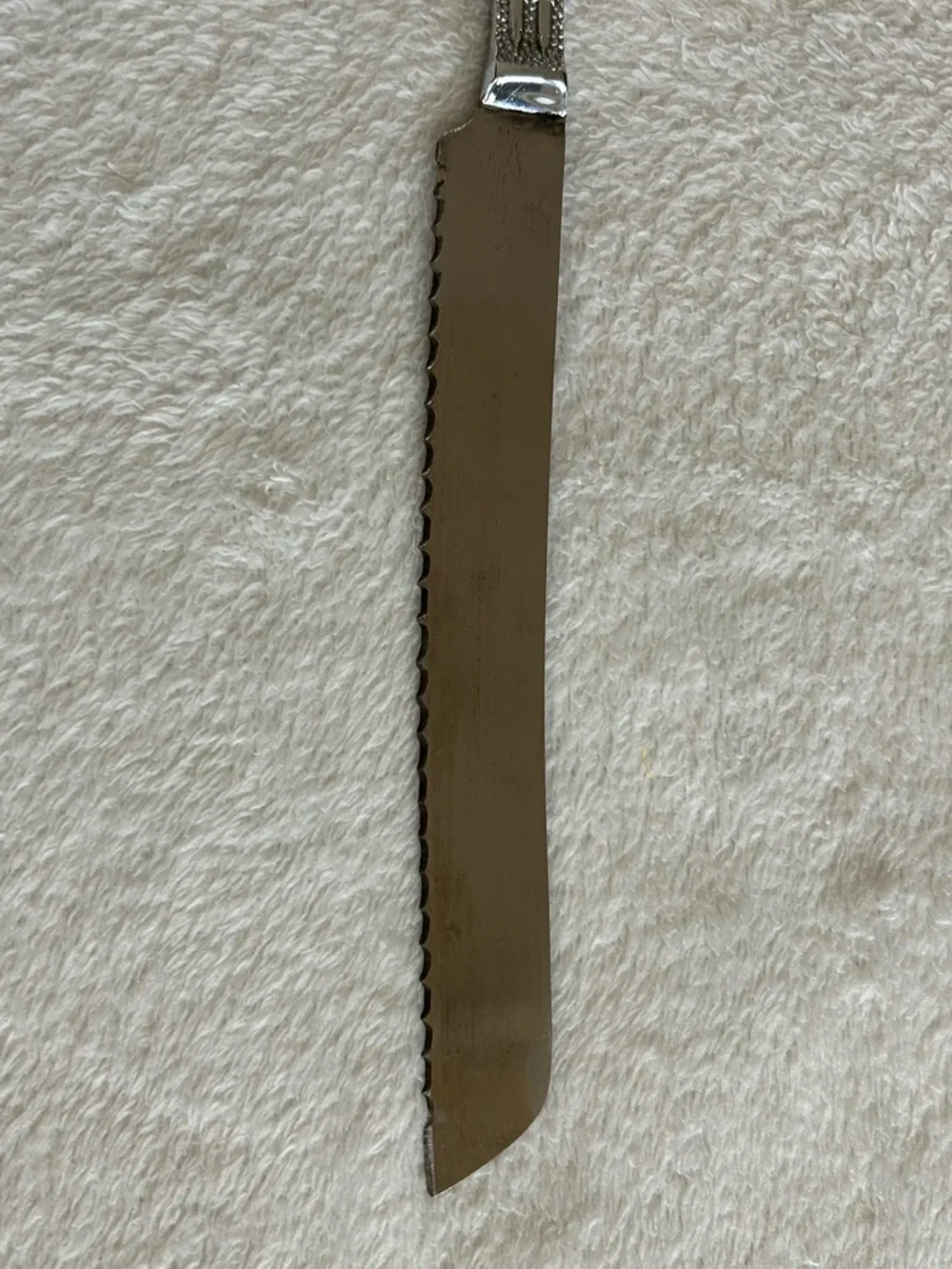 Vintage Challah Knife Silver Plated Stainless Blade Embossed In Honor of Shabbat